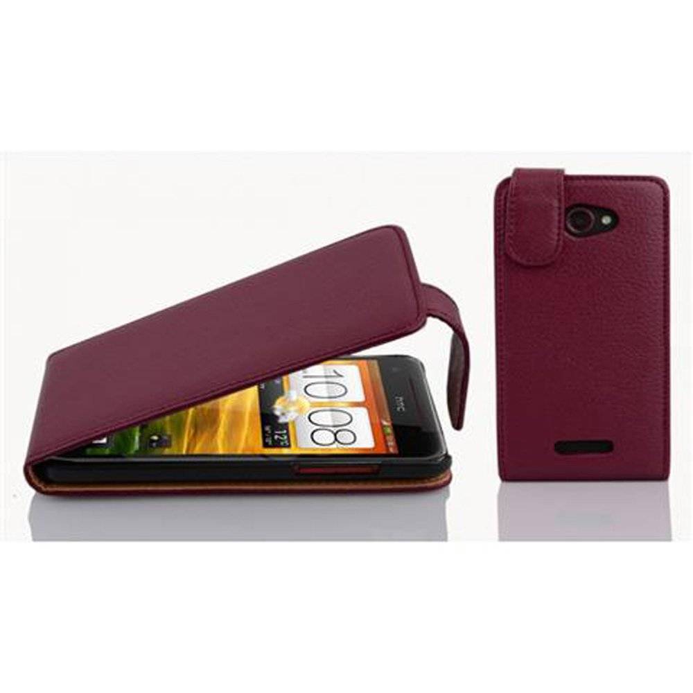 Cadorabo Hülle für HTC Butterfly Hülle in BORDEAUX LILA - Handyhülle im Flip Design aus strukturiertem Textilleder - Case Cover Schutzhülle Etui