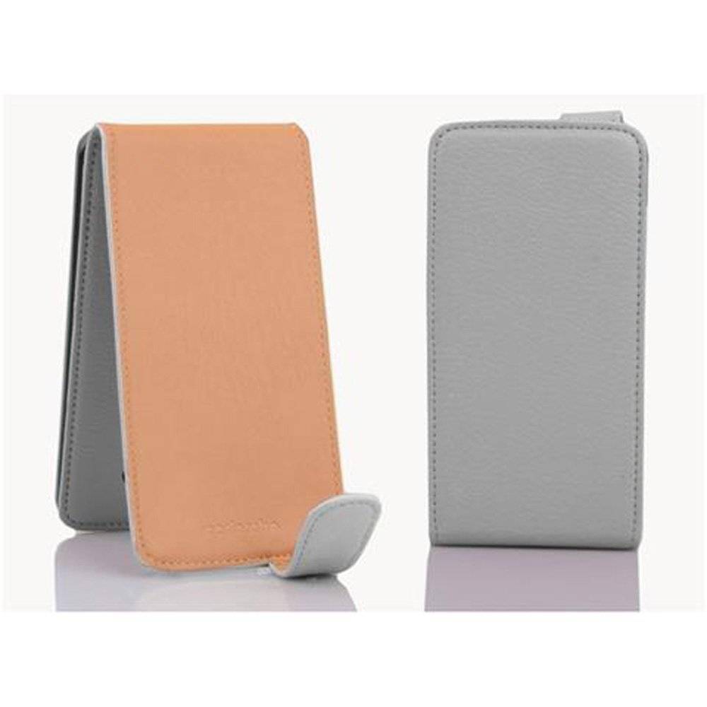 Cadorabo Hülle für HTC Butterfly Hülle in MAGNESIUM WEIß - Handyhülle im Flip Design aus strukturiertem Textilleder - Case Cover Schutzhülle Etu