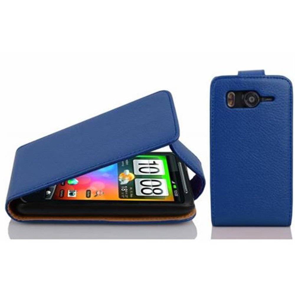 Cadorabo Hülle für HTC Desire HD Hülle in KÖNIGS BLAU - Handyhülle im Flip Design aus strukturiertem Textilleder - Case Cover Schutzhülle Etui T