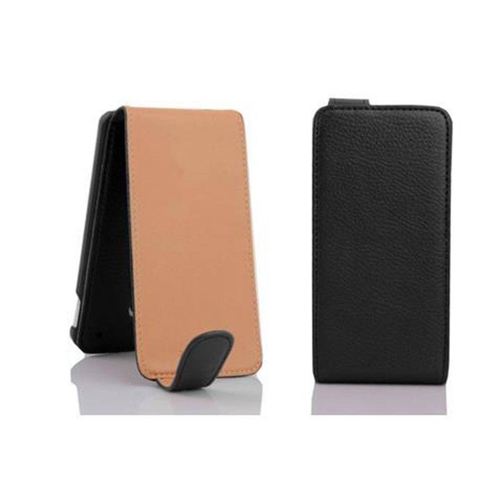 Cadorabo Hülle für HTC ONE M7 Hülle in OXID SCHWARZ - Handyhülle im Flip Design aus strukturiertem Textilleder - Case Cover Schutzhülle Etui Tasc