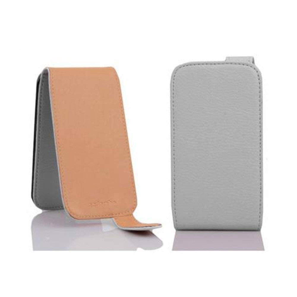 Cadorabo Hülle für HTC ONE SV  Hülle in MAGNESIUM WEIß - Handyhülle im Flip Design aus strukturiertem Textilleder - Case Cover Schutzhülle Etui