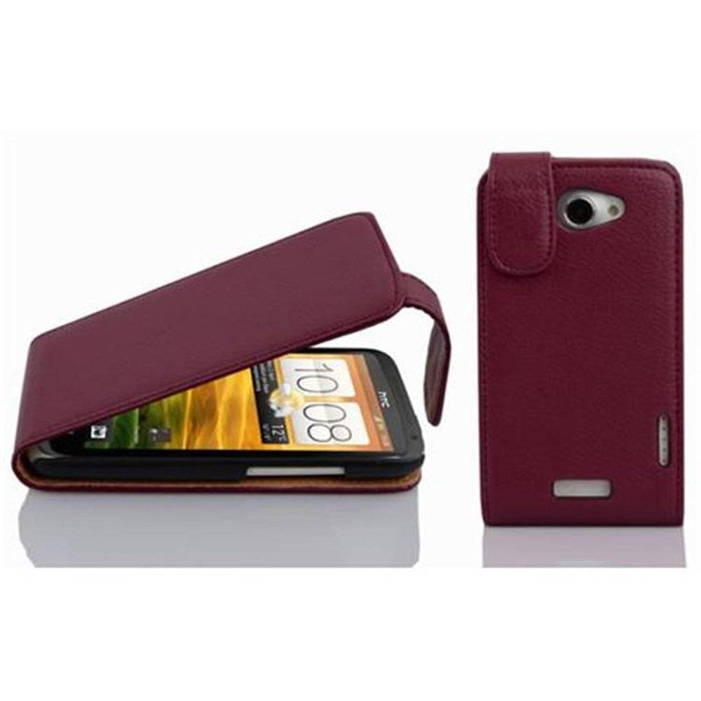 Cadorabo Hülle für HTC ONE X / X+ Hülle in BORDEAUX LILA - Handyhülle im Flip Design aus strukturiertem Textilleder - Case Cover Schutzhülle Etui