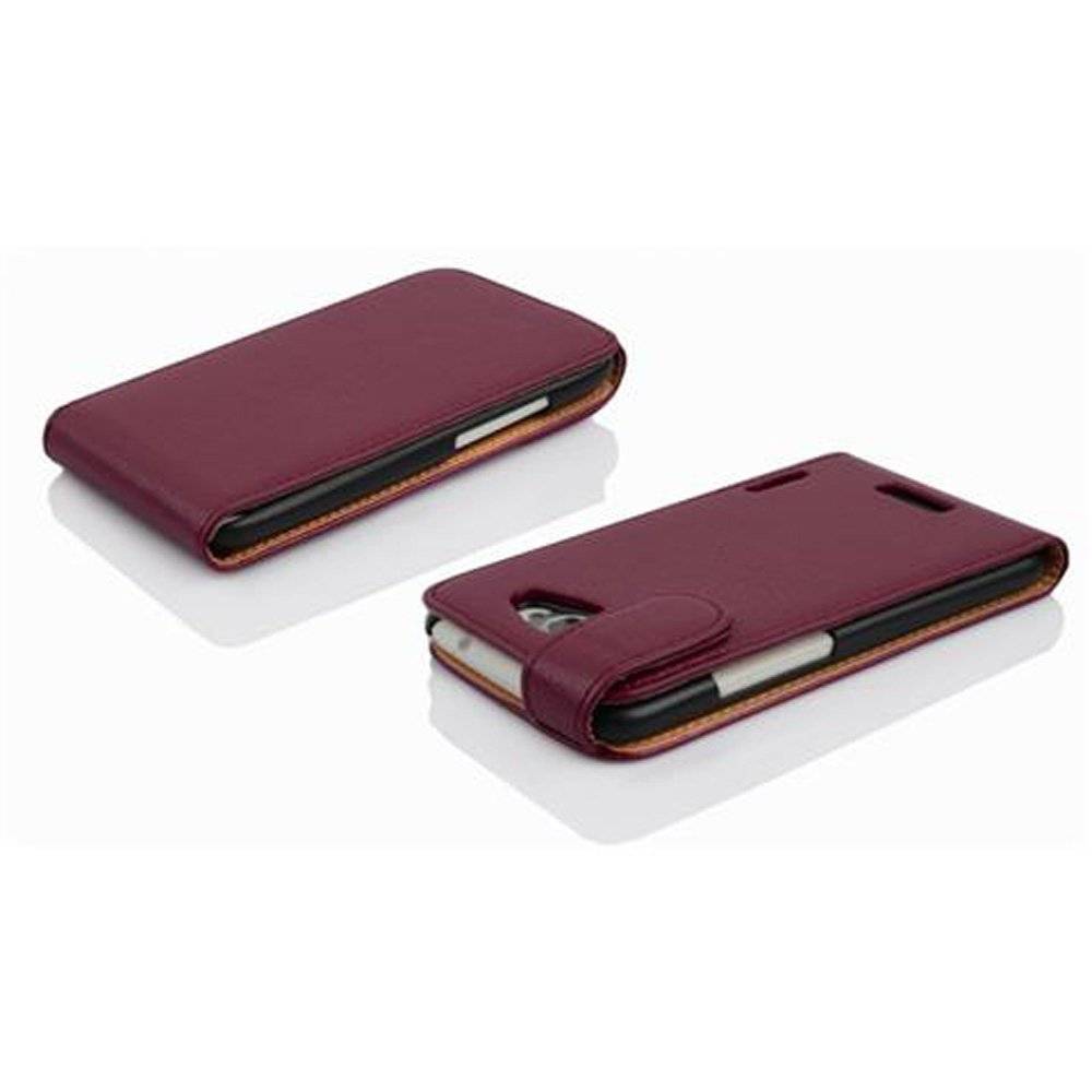 Cadorabo Hülle für HTC ONE X / X+ Hülle in BORDEAUX LILA - Handyhülle im Flip Design aus strukturiertem Textilleder - Case Cover Schutzhülle Etui