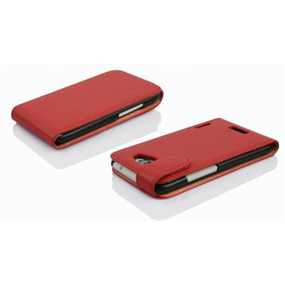 Cadorabo Hülle für HTC ONE X / X+ Hülle in INFERNO ROT - Handyhülle im Flip Design aus strukturiertem Textilleder - Case Cover Schutzhülle Etui T