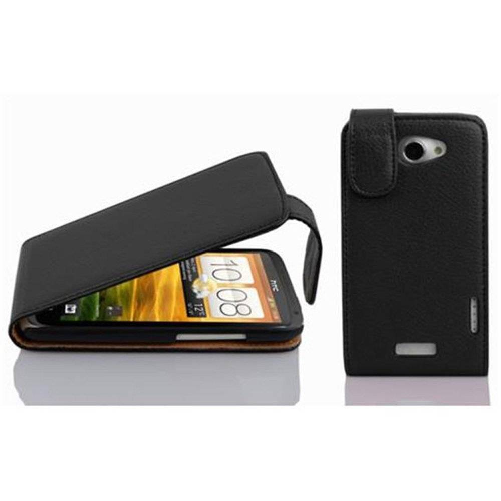 Cadorabo Hülle für HTC ONE X / X+ Hülle in OXID SCHWARZ - Handyhülle im Flip Design aus strukturiertem Textilleder - Case Cover Schutzhülle Etui