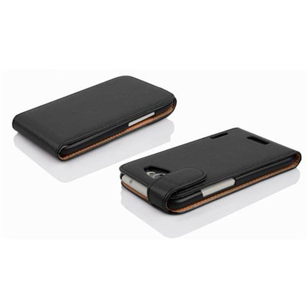 Cadorabo Hülle für HTC ONE X / X+ Hülle in OXID SCHWARZ - Handyhülle im Flip Design aus strukturiertem Textilleder - Case Cover Schutzhülle Etui