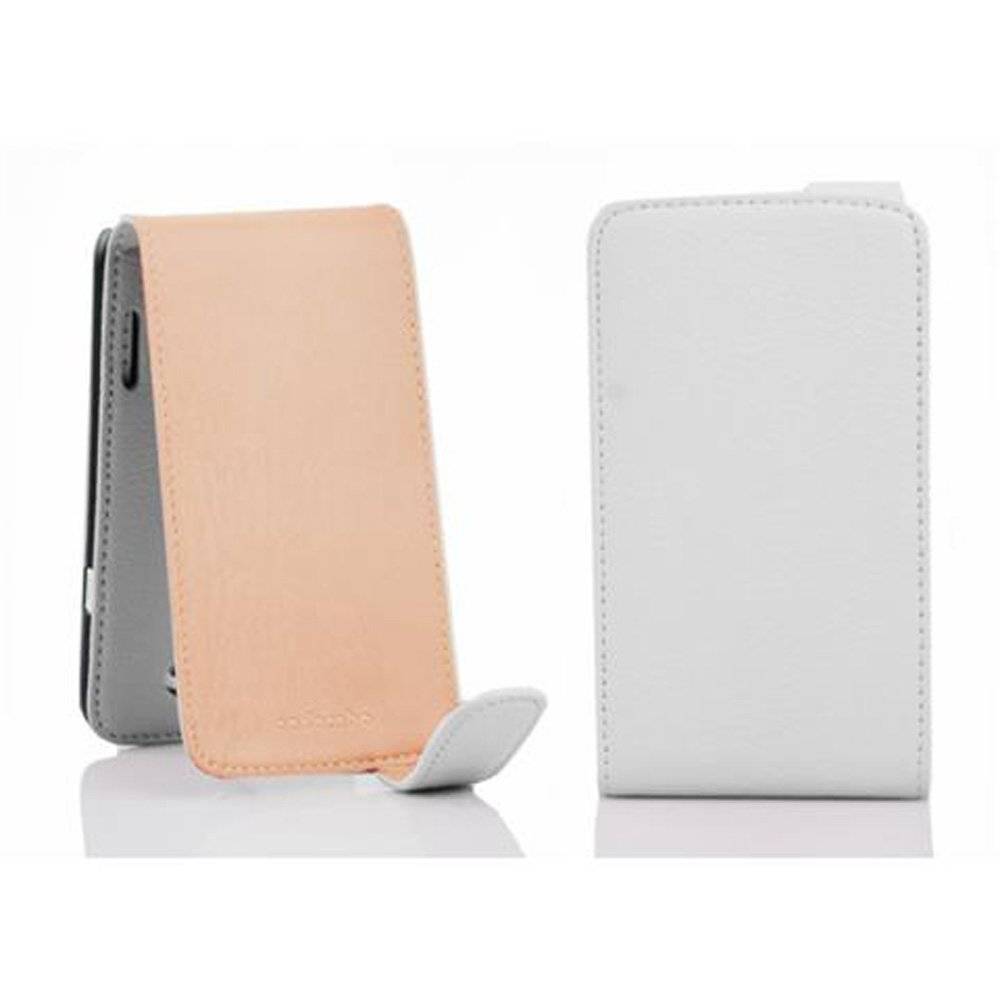 Cadorabo Hülle für HTC ONE X / X+ Hülle in MAGNESIUM WEIß - Handyhülle im Flip Design aus strukturiertem Textilleder - Case Cover Schutzhülle Et