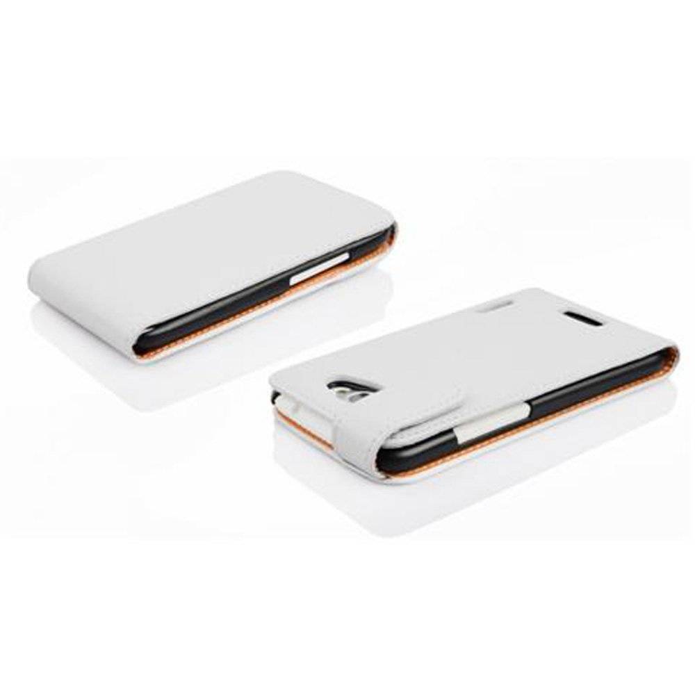 Cadorabo Hülle für HTC ONE X / X+ Hülle in MAGNESIUM WEIß - Handyhülle im Flip Design aus strukturiertem Textilleder - Case Cover Schutzhülle Et