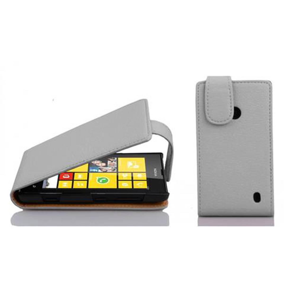 Cadorabo Schutzhülle für Nokia Lumia 520 / 521 Hülle in Weiß Flip Etui Handyhülle Case Cover Kunstleder