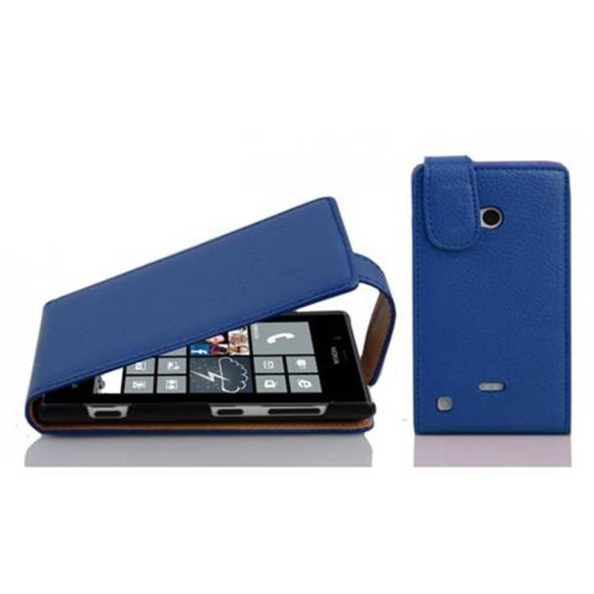 Cadorabo Schutzhülle für Nokia Lumia 720 Hülle in Blau Flip Etui Handyhülle Case Cover Kunstleder