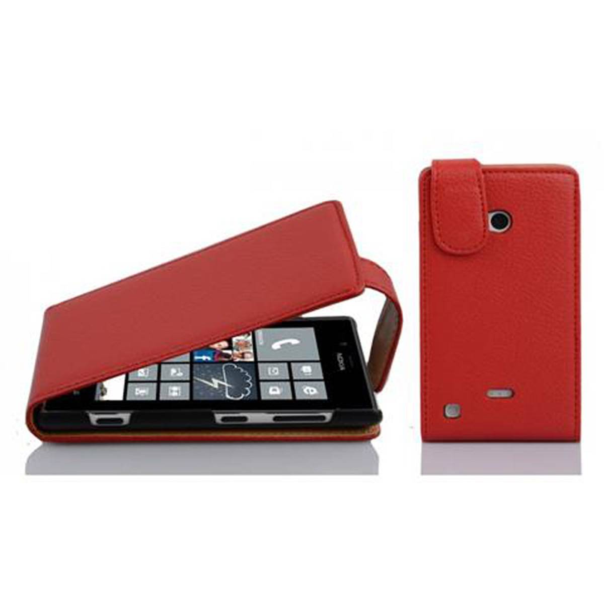 Cadorabo Schutzhülle für Nokia Lumia 720 Hülle in Rot Flip Etui Handyhülle Case Cover Kunstleder