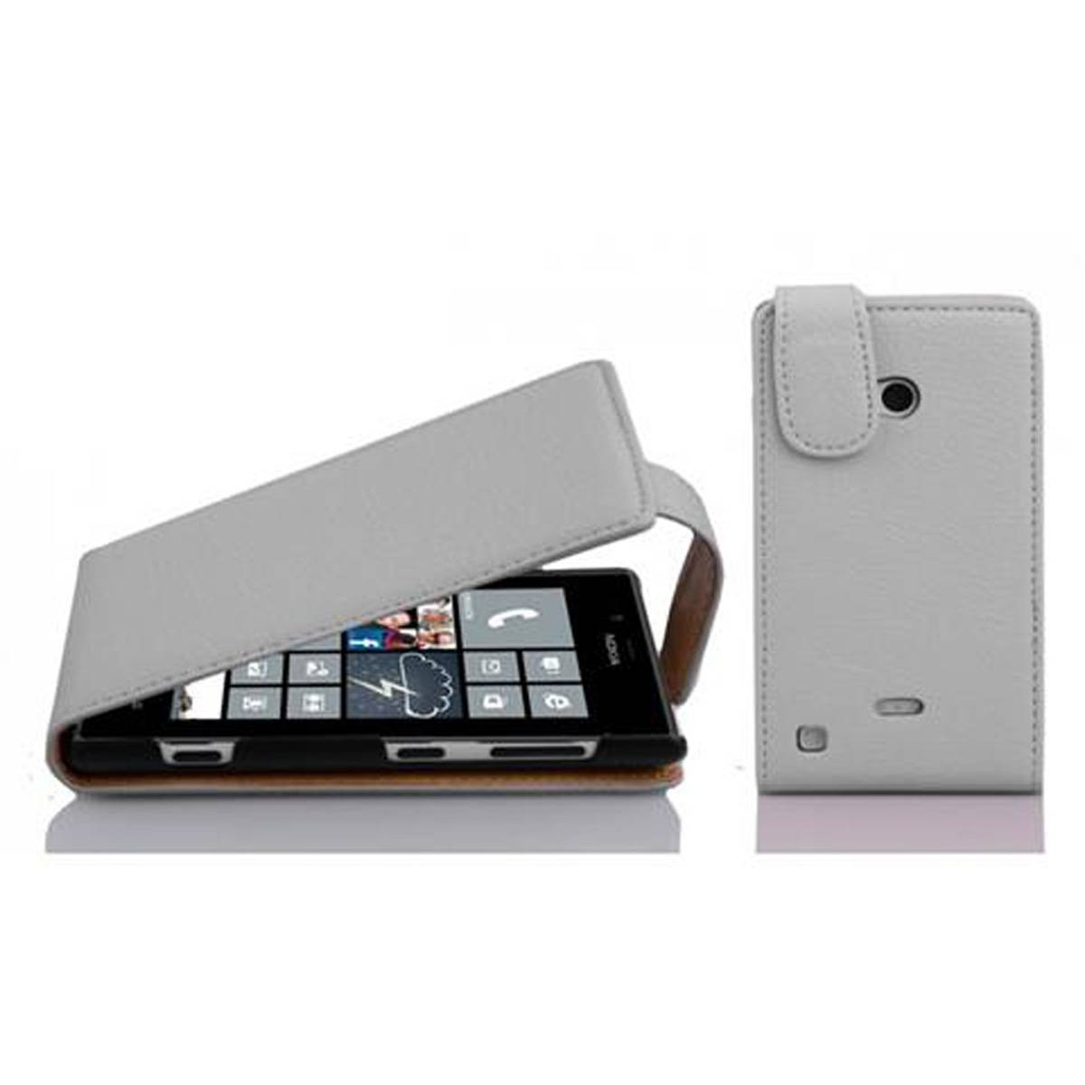 Cadorabo Schutzhülle für Nokia Lumia 720 Hülle in Weiß Flip Etui Handyhülle Case Cover Kunstleder
