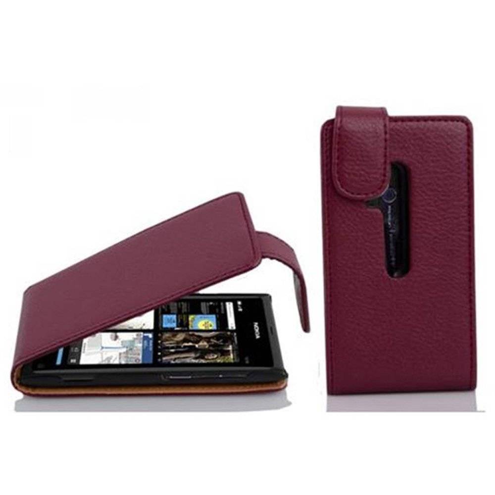 Cadorabo Hülle für Nokia Lumia 800 Hülle in BORDEAUX LILA - Handyhülle im Flip Design aus strukturiertem Textilleder - Case Cover Schutzhülle Etu