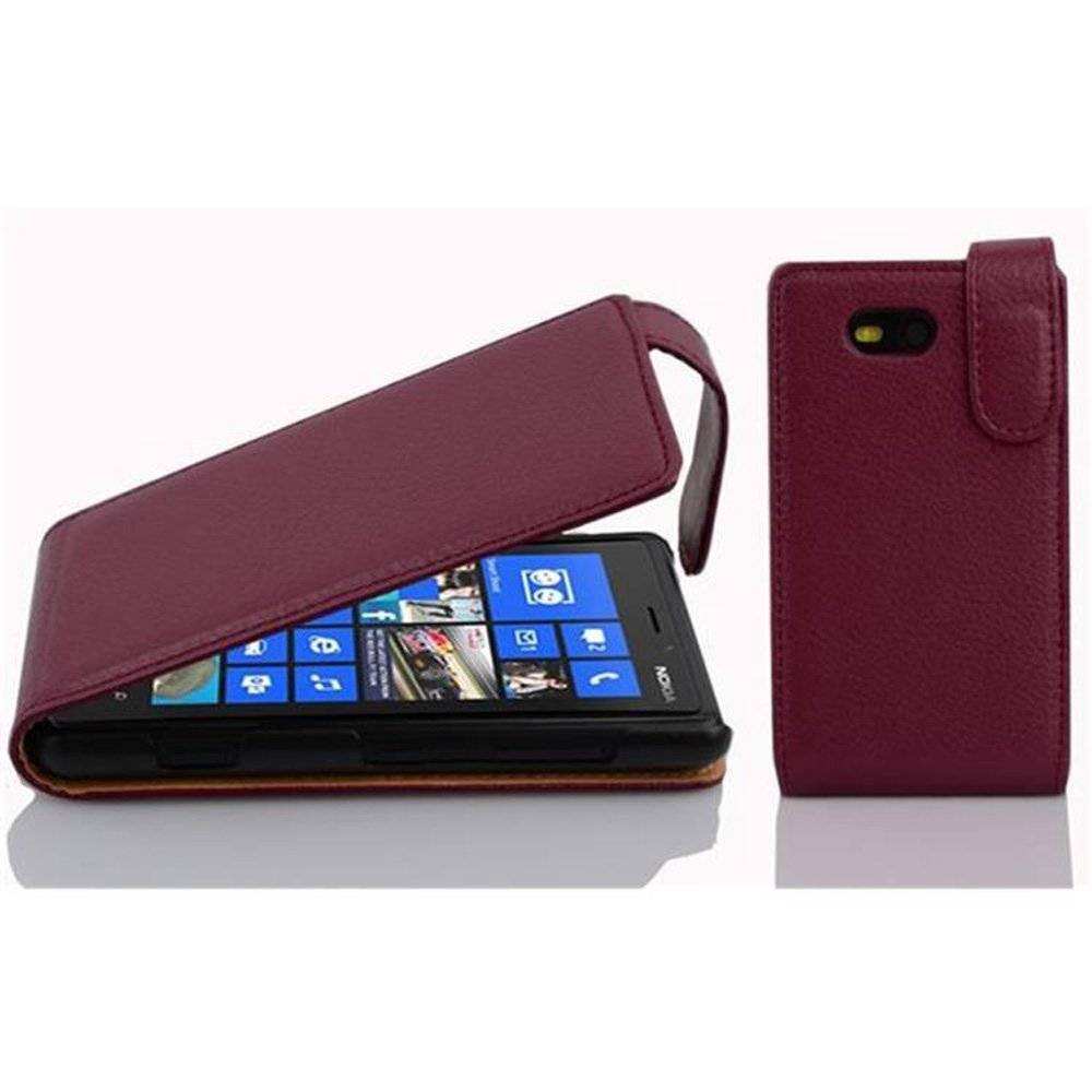 Cadorabo Hülle für Nokia Lumia 820 Hülle in BORDEAUX LILA - Handyhülle im Flip Design aus strukturiertem Textilleder - Case Cover Schutzhülle Etu
