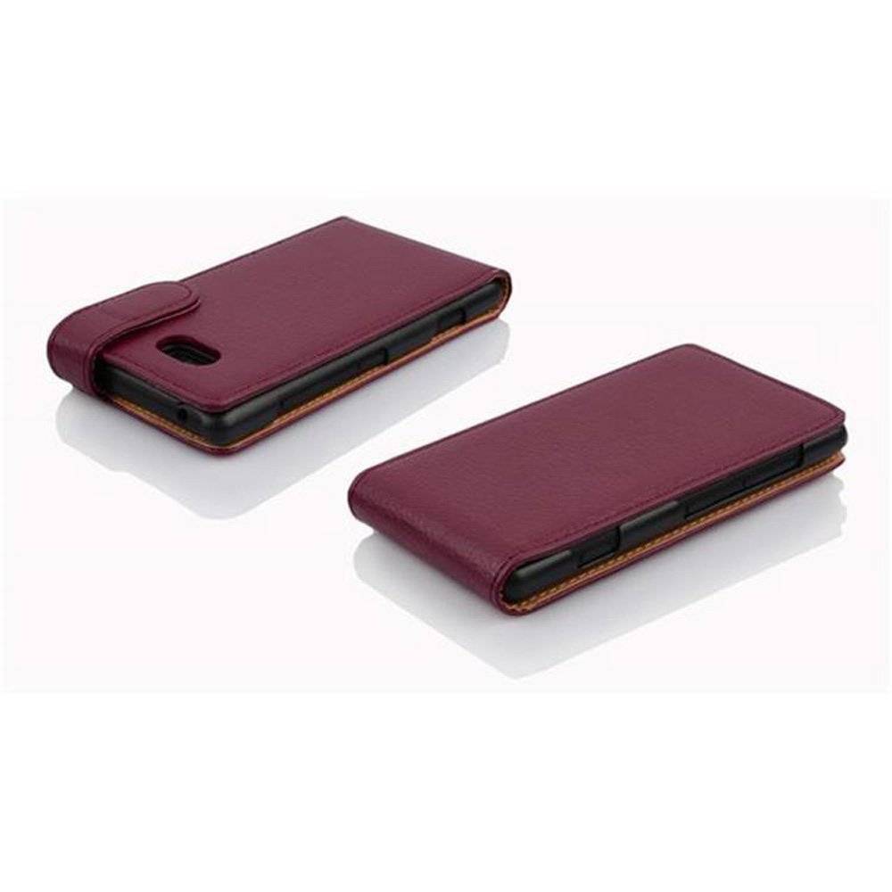 Cadorabo Hülle für Nokia Lumia 820 Hülle in BORDEAUX LILA - Handyhülle im Flip Design aus strukturiertem Textilleder - Case Cover Schutzhülle Etu