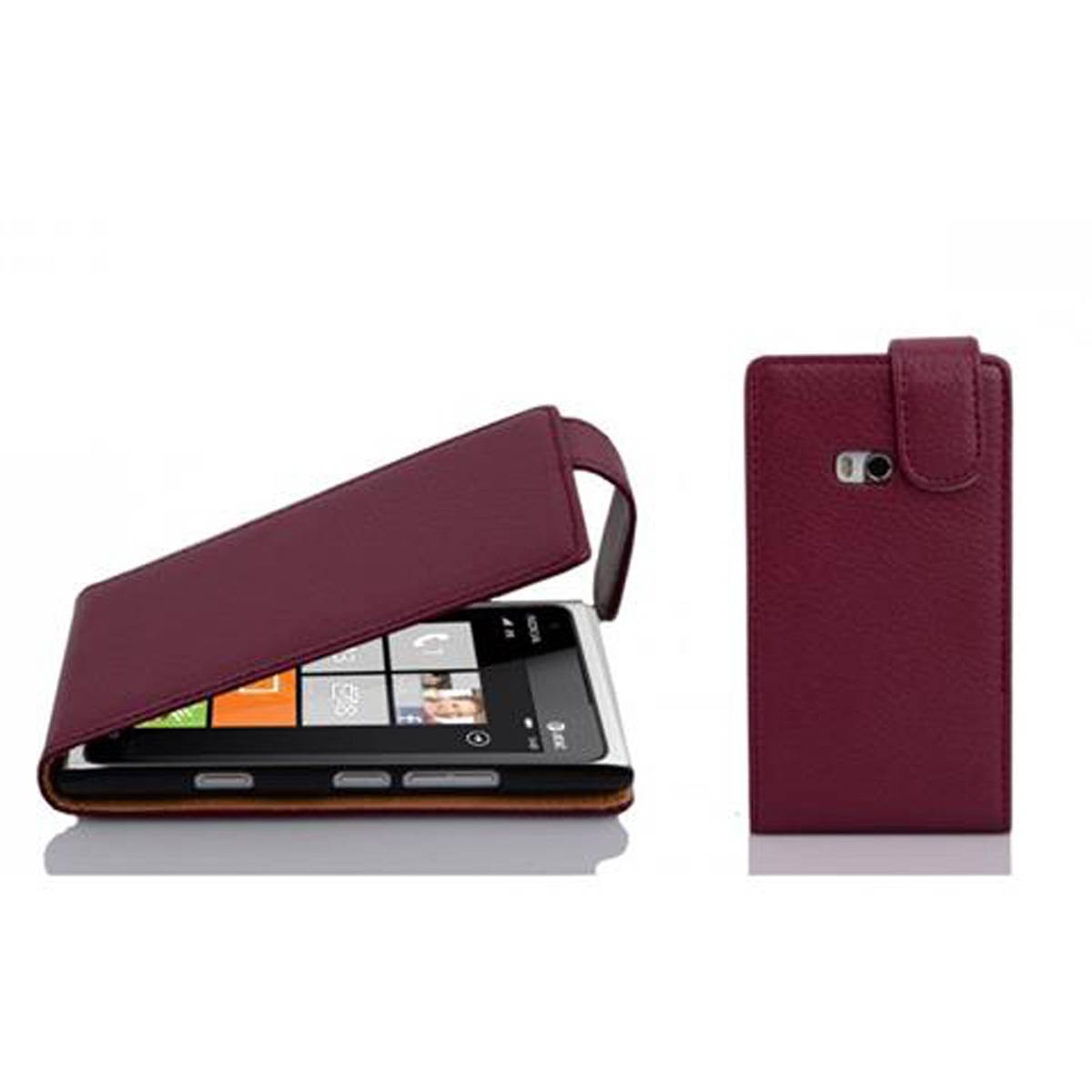 Cadorabo Schutzhülle für Nokia Lumia 900 Hülle in Lila Flip Etui Handyhülle Case Cover Kunstleder