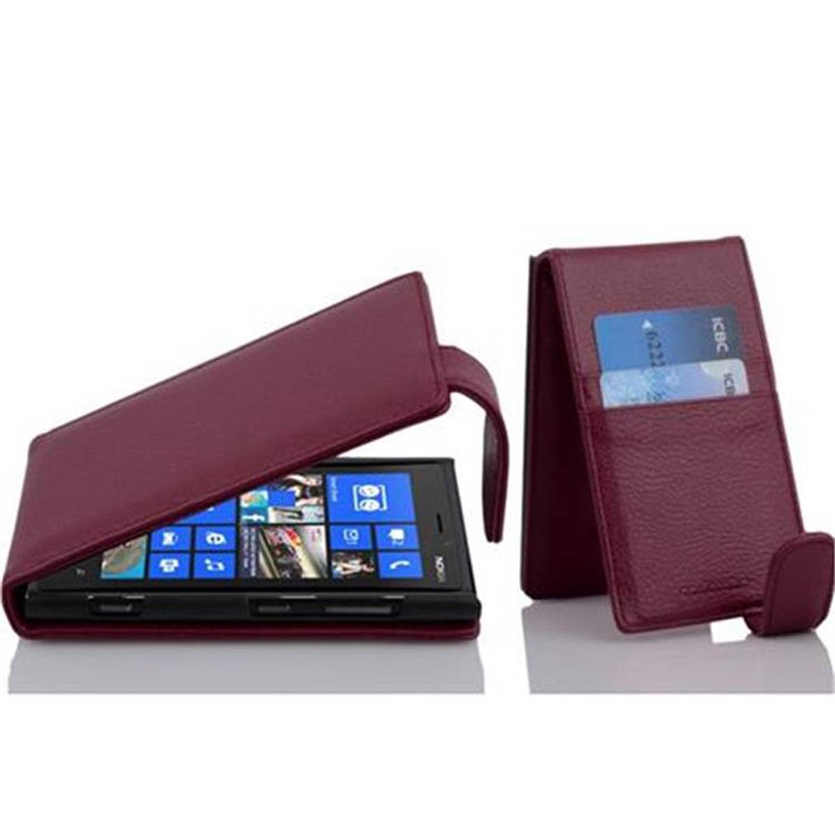 Cadorabo Schutzhülle für Nokia Lumia 920 Hülle in Lila Flip Etui Handyhülle Case Cover Kunstleder