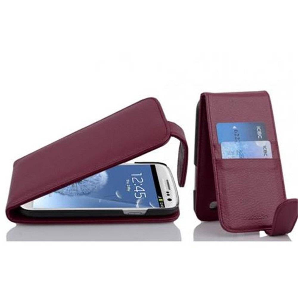 Cadorabo Hülle für Samsung Galaxy S3 / S3 NEO Hülle in BORDEAUX VIOLETT - Handyhülle im Flip Design mit Kartenfach - Case Cover Schutzhülle Etui
