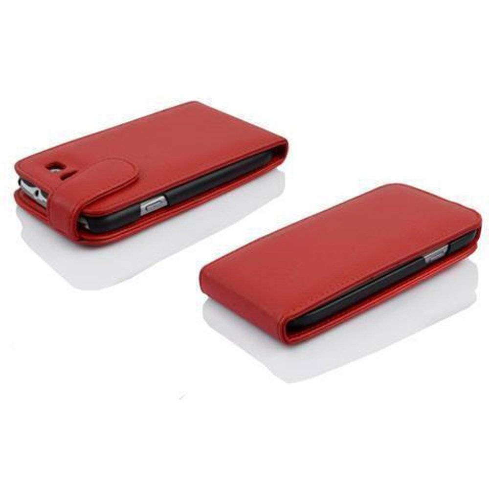 Cadorabo Hülle für Samsung Galaxy S3 / S3 NEO Hülle in KIRSCH ROT - Handyhülle im Flip Design mit Kartenfach - Case Cover Schutzhülle Etui Tasche