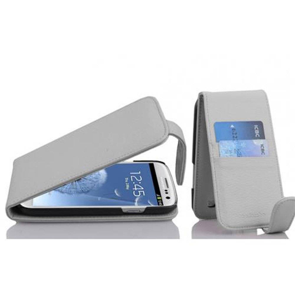 Cadorabo Hülle für Samsung Galaxy S3 / S3 NEO Hülle in SCHNEE WEIß - Handyhülle im Flip Design mit Kartenfach - Case Cover Schutzhülle Etui Tasc