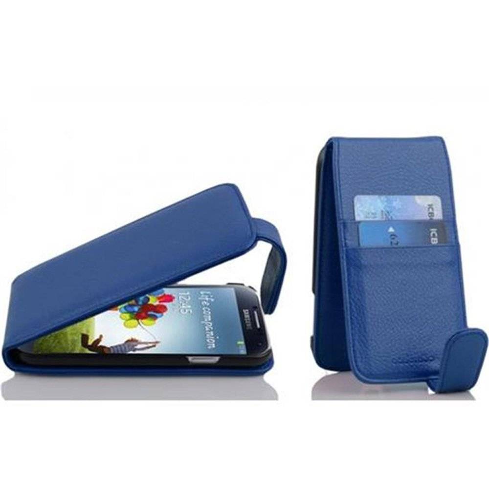 Cadorabo Hülle für Samsung Galaxy S4 Hülle in ATLANTIK BLAU - Handyhülle im Flip Design mit Kartenfach - Case Cover Schutzhülle Etui Tasche Book