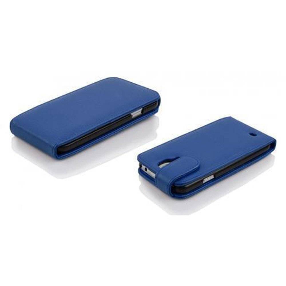 Cadorabo Hülle für Samsung Galaxy S4 Hülle in ATLANTIK BLAU - Handyhülle im Flip Design mit Kartenfach - Case Cover Schutzhülle Etui Tasche Book