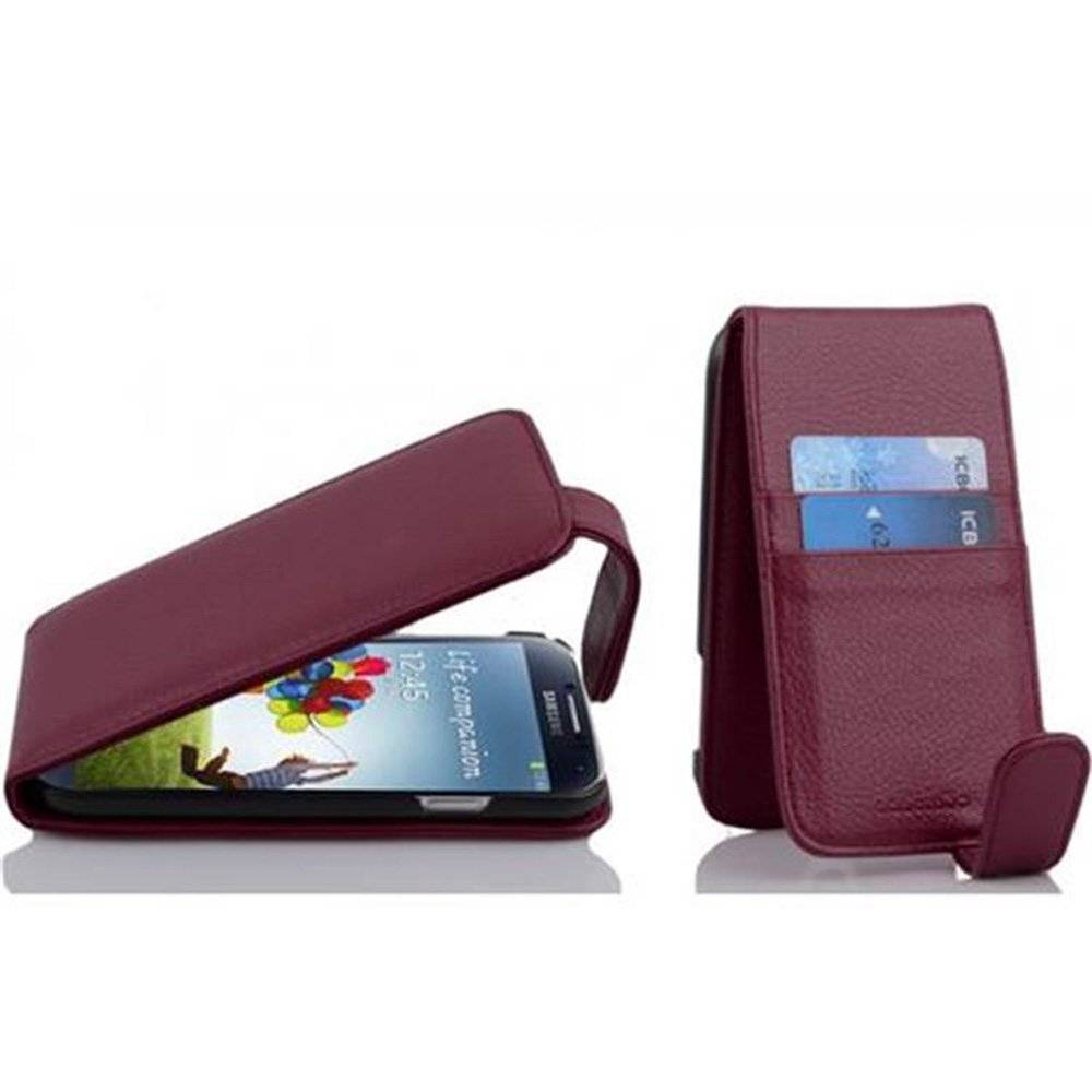 Cadorabo Hülle für Samsung Galaxy S4 Hülle in BORDEAUX VIOLETT - Handyhülle im Flip Design mit Kartenfach - Case Cover Schutzhülle Etui Tasche Bo