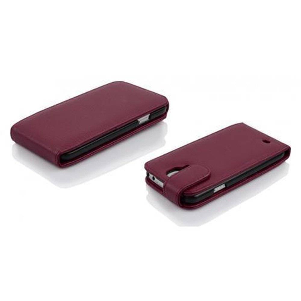Cadorabo Hülle für Samsung Galaxy S4 Hülle in BORDEAUX VIOLETT - Handyhülle im Flip Design mit Kartenfach - Case Cover Schutzhülle Etui Tasche Bo
