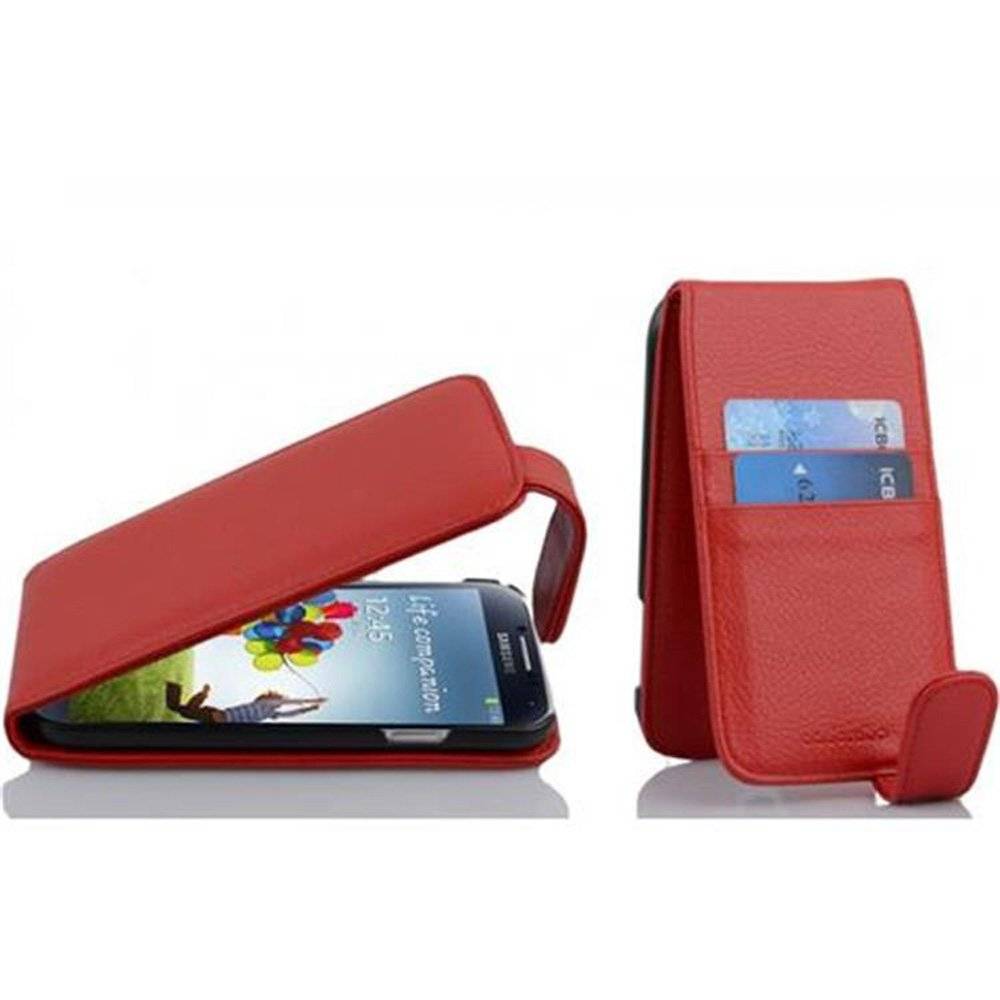 Cadorabo Hülle für Samsung Galaxy S4 Hülle in KIRSCH ROT - Handyhülle im Flip Design mit Kartenfach - Case Cover Schutzhülle Etui Tasche Book Kla