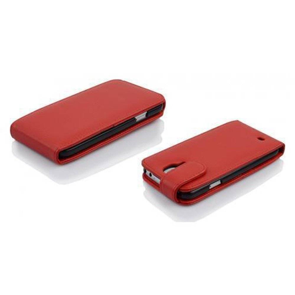 Cadorabo Hülle für Samsung Galaxy S4 Hülle in KIRSCH ROT - Handyhülle im Flip Design mit Kartenfach - Case Cover Schutzhülle Etui Tasche Book Kla