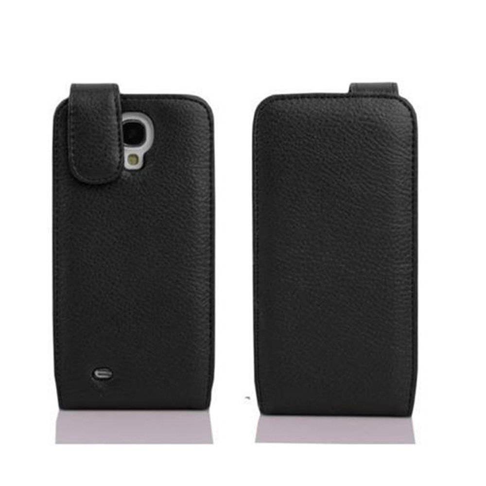 Cadorabo Hülle für Samsung Galaxy S4 Hülle in JET SCHWARZ - Handyhülle im Flip Design mit Kartenfach - Case Cover Schutzhülle Etui Tasche Book Kl