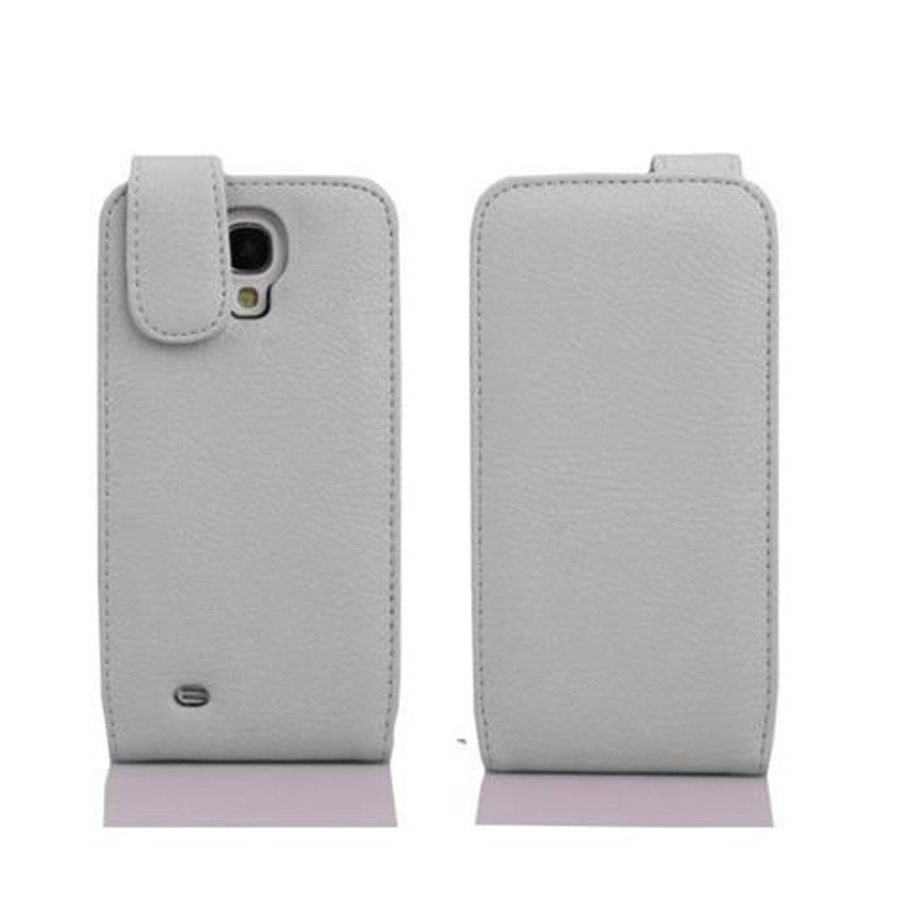 Cadorabo Hülle für Samsung Galaxy S4 Hülle in SCHNEE WEIß - Handyhülle im Flip Design mit Kartenfach - Case Cover Schutzhülle Etui Tasche Book K