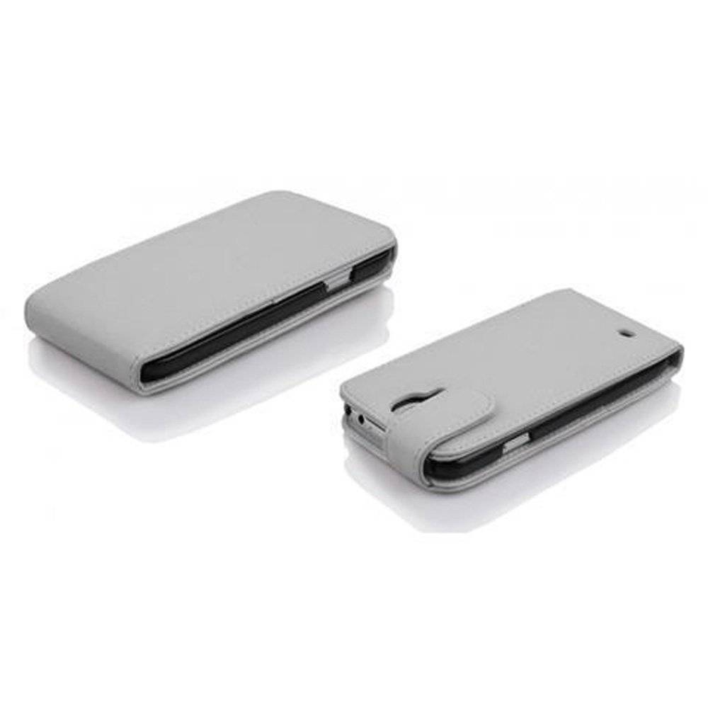 Cadorabo Hülle für Samsung Galaxy S4 Hülle in SCHNEE WEIß - Handyhülle im Flip Design mit Kartenfach - Case Cover Schutzhülle Etui Tasche Book K