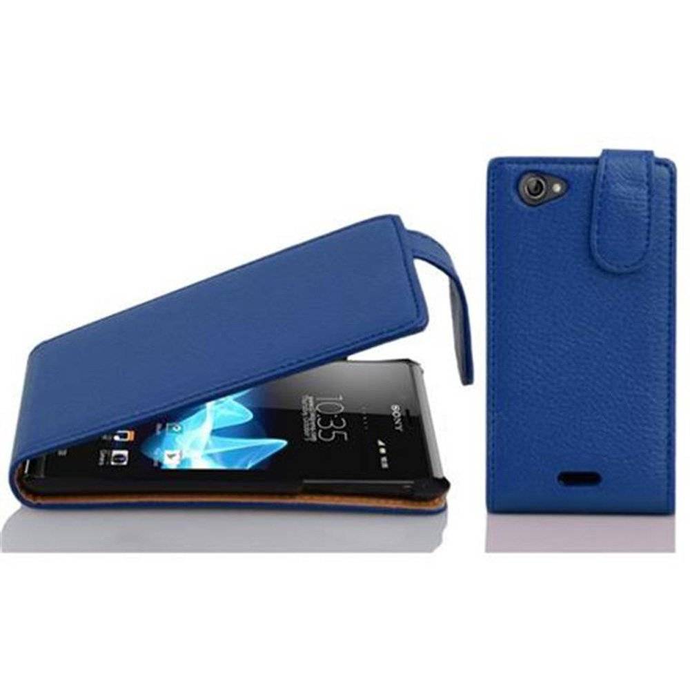 Cadorabo Hülle für Sony Xperia J Hülle in KÖNIGS BLAU - Handyhülle im Flip Design aus strukturiertem Textilleder - Case Cover Schutzhülle Etui T