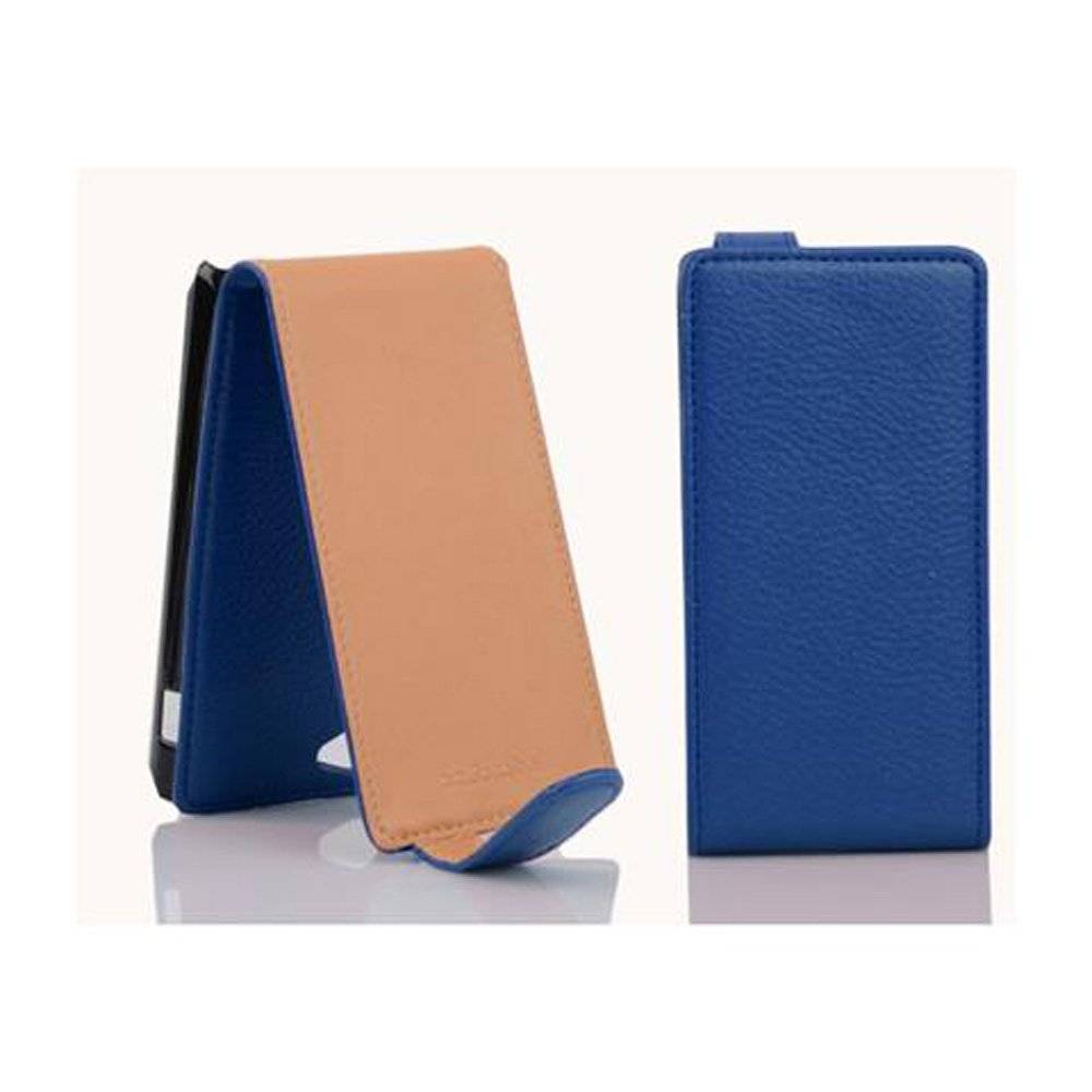 Cadorabo Hülle für Sony Xperia J Hülle in KÖNIGS BLAU - Handyhülle im Flip Design aus strukturiertem Textilleder - Case Cover Schutzhülle Etui T