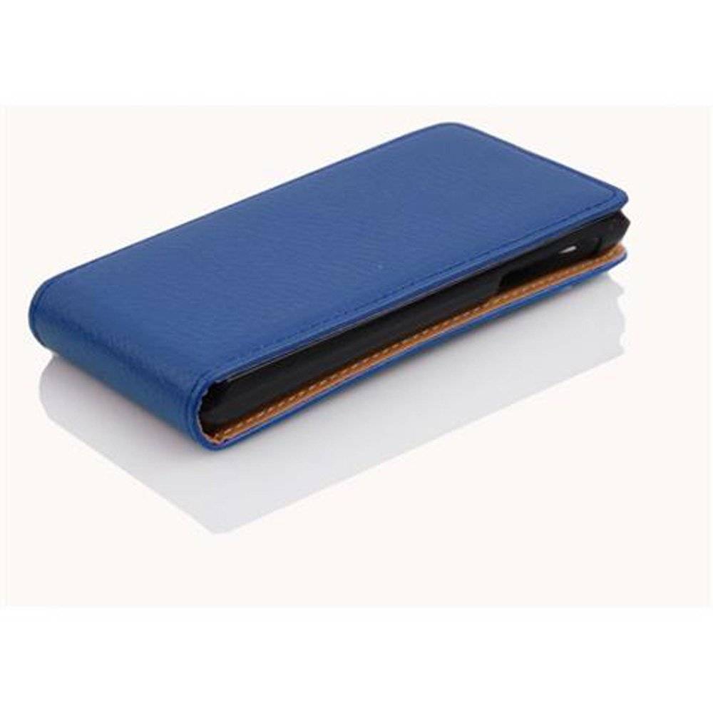 Cadorabo Hülle für Sony Xperia J Hülle in KÖNIGS BLAU - Handyhülle im Flip Design aus strukturiertem Textilleder - Case Cover Schutzhülle Etui T
