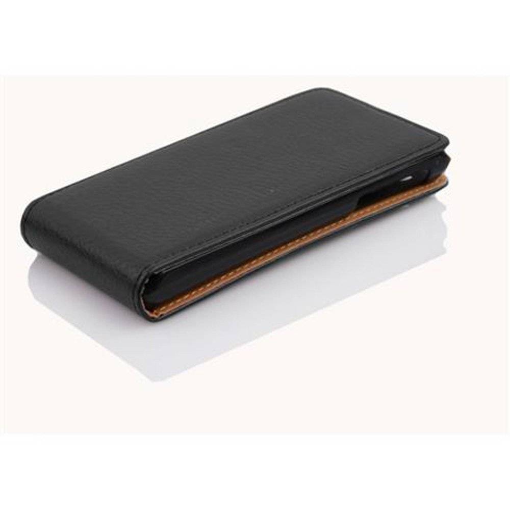 Cadorabo Hülle für Sony Xperia J Hülle in OXID SCHWARZ - Handyhülle im Flip Design aus strukturiertem Textilleder - Case Cover Schutzhülle Etui T