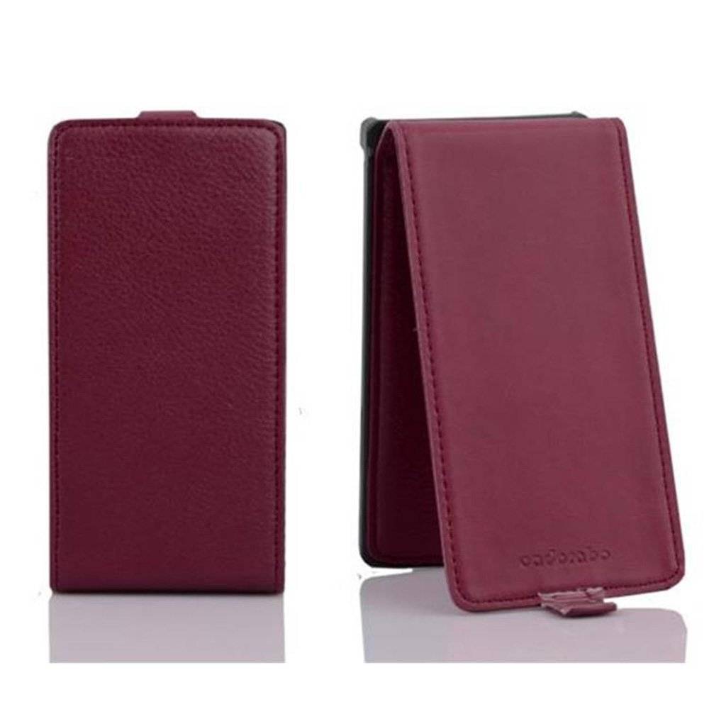 Cadorabo Hülle für Sony Xperia S Hülle in BORDEAUX LILA - Handyhülle im Flip Design aus strukturiertem Textilleder - Case Cover Schutzhülle Etui