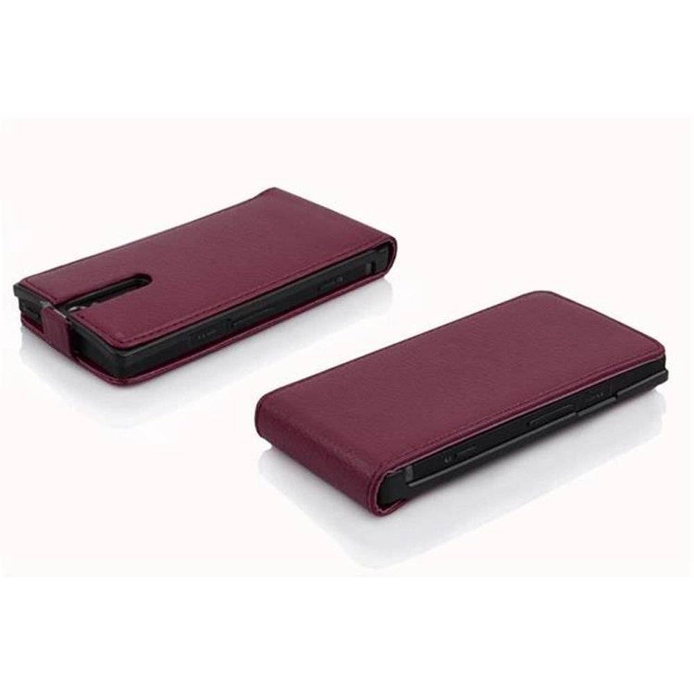 Cadorabo Hülle für Sony Xperia S Hülle in BORDEAUX LILA - Handyhülle im Flip Design aus strukturiertem Textilleder - Case Cover Schutzhülle Etui