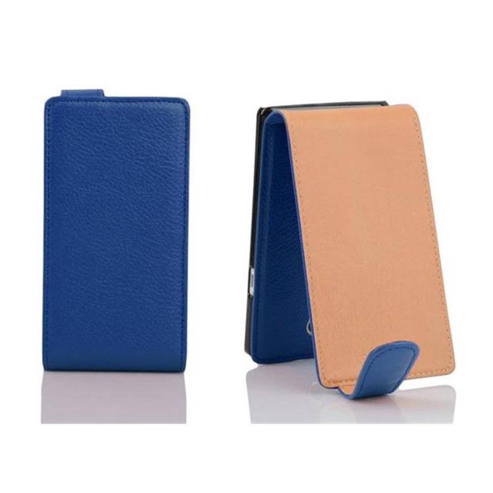 Cadorabo Hülle für Sony Xperia T Hülle in KÖNIGS BLAU - Handyhülle im Flip Design aus strukturiertem Textilleder - Case Cover Schutzhülle Etui T