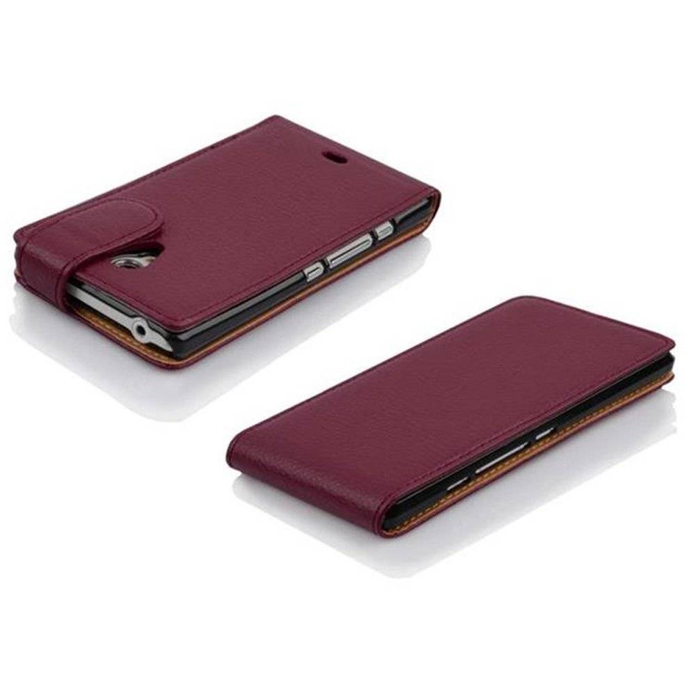 Cadorabo Hülle für Sony Xperia T Hülle in BORDEAUX LILA - Handyhülle im Flip Design aus strukturiertem Textilleder - Case Cover Schutzhülle Etui