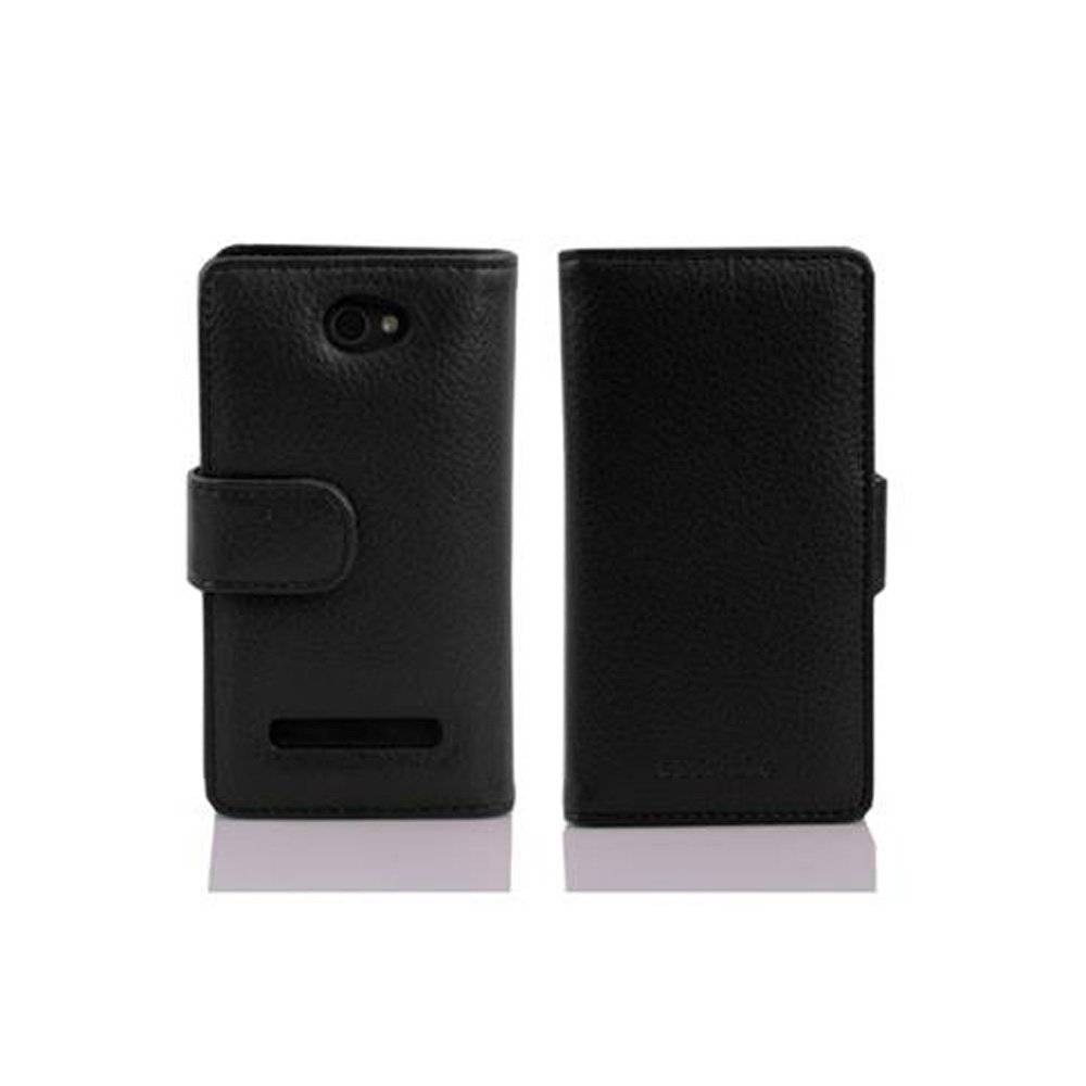 Cadorabo Handy Hülle für HTC 8S Hülle in OXID SCHWARZ , Schutzhülle Tasche case cover mit Kartenfach im Struktur Design