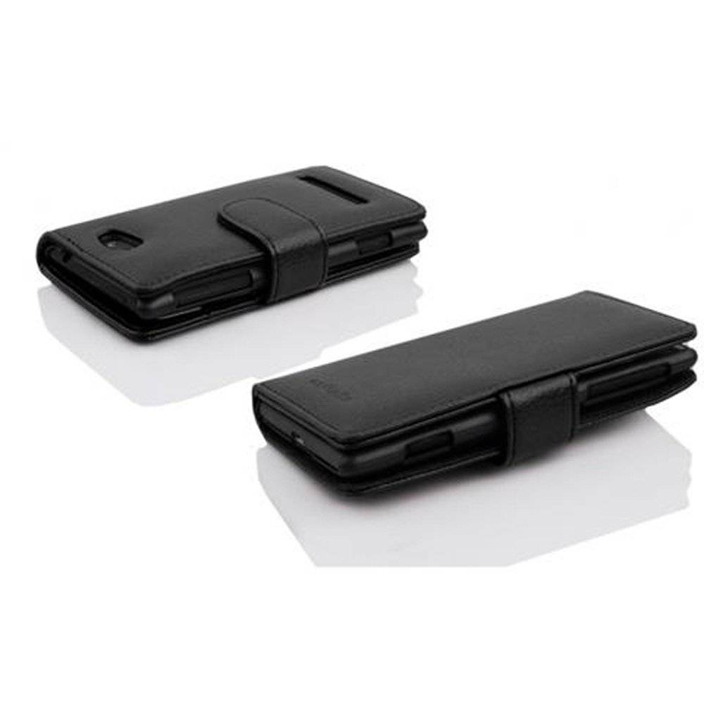 Cadorabo Handy Hülle für HTC 8S Hülle in OXID SCHWARZ , Schutzhülle Tasche case cover mit Kartenfach im Struktur Design