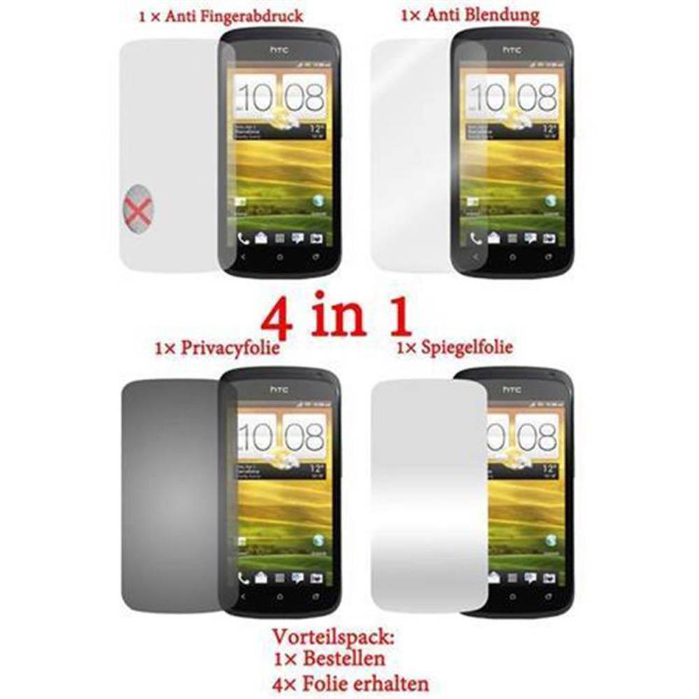 Cadorabo 4x Schutzfolien für HTC One S in Weiß (1x Privacy 1x Spiegel 1x Matt 1x Anti-Fingerabdruck)