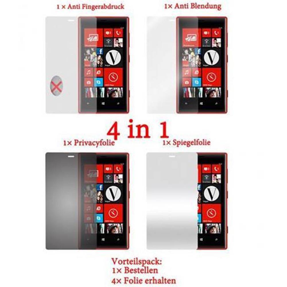 Cadorabo 4x Schutzfolien für Nokia Lumia 720 in Weiß (1x Privacy 1x Spiegel 1x Matt 1x Anti-Fingerabdruck)