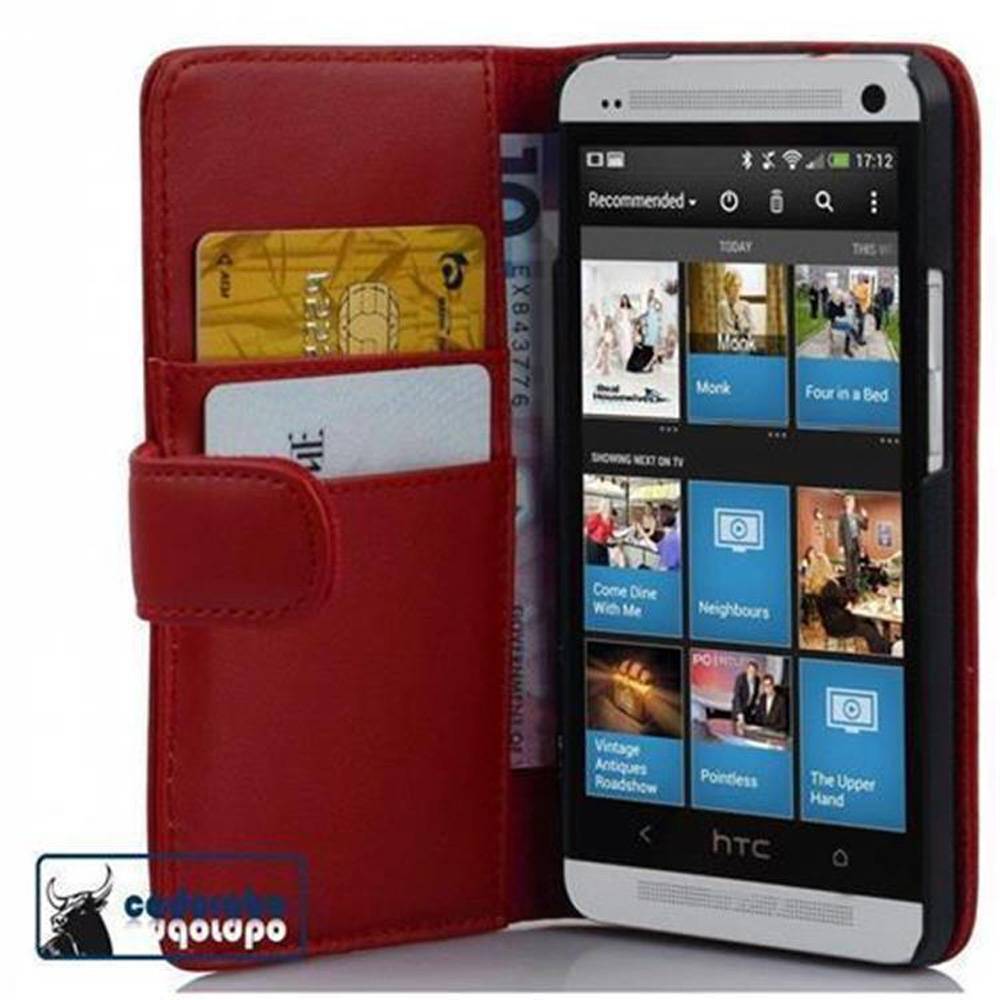 Cadorabo Hülle für HTC ONE M4 MINI Schutz Hülle in Rot Handy Schutzhülle Book Case Etui Cover
