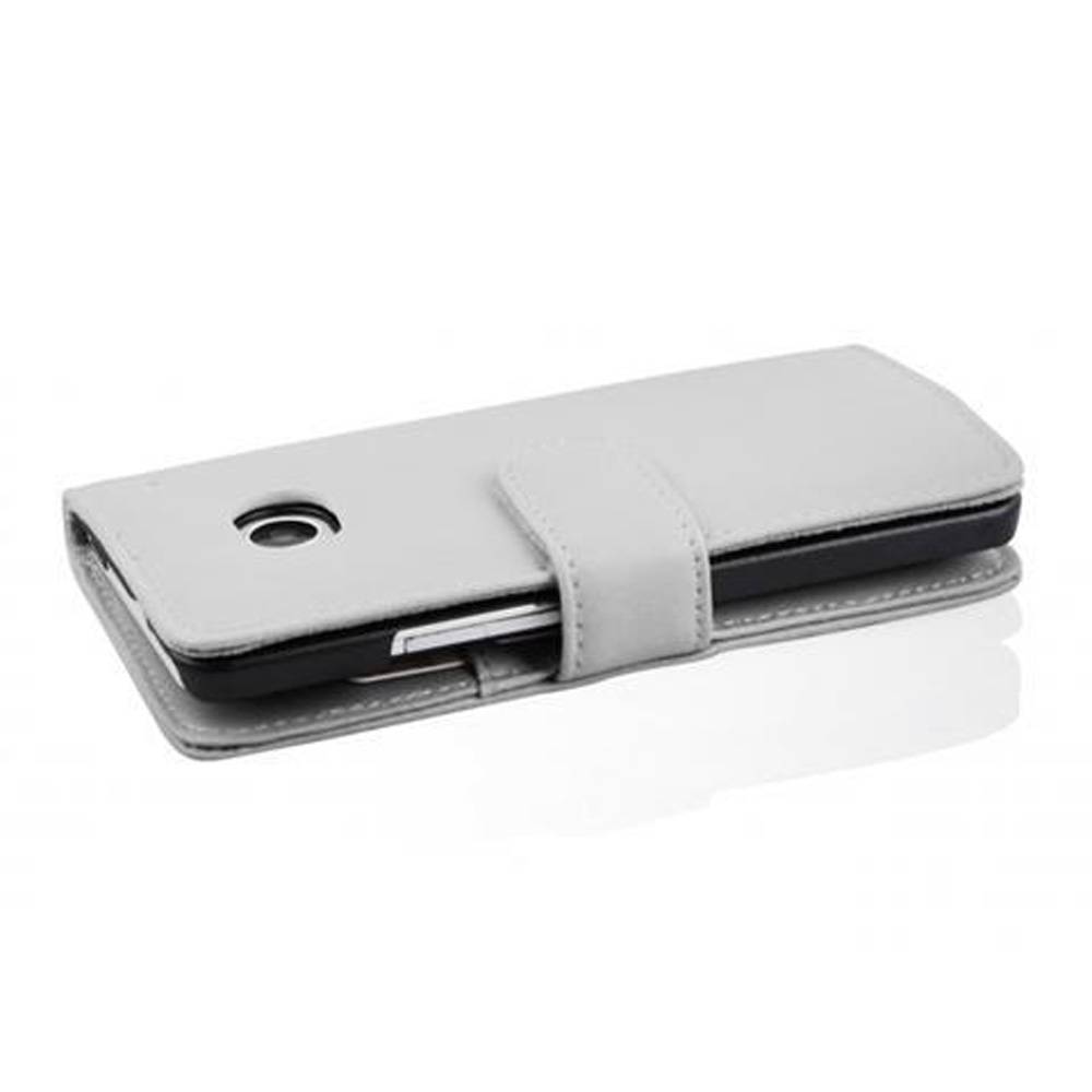 Cadorabo Hülle für HTC ONE M4 MINI Schutz Hülle in Weiß Handy Schutzhülle Book Case Etui Cover