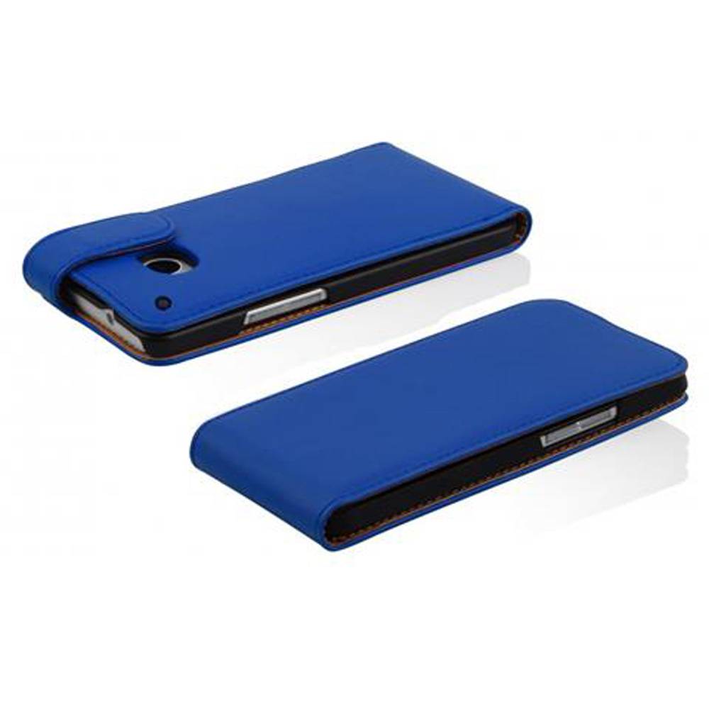 Cadorabo Hülle für HTC ONE MINI M4 Schutzhülle in Blau Flip Handyhülle Case Cover Etui Kunstleder