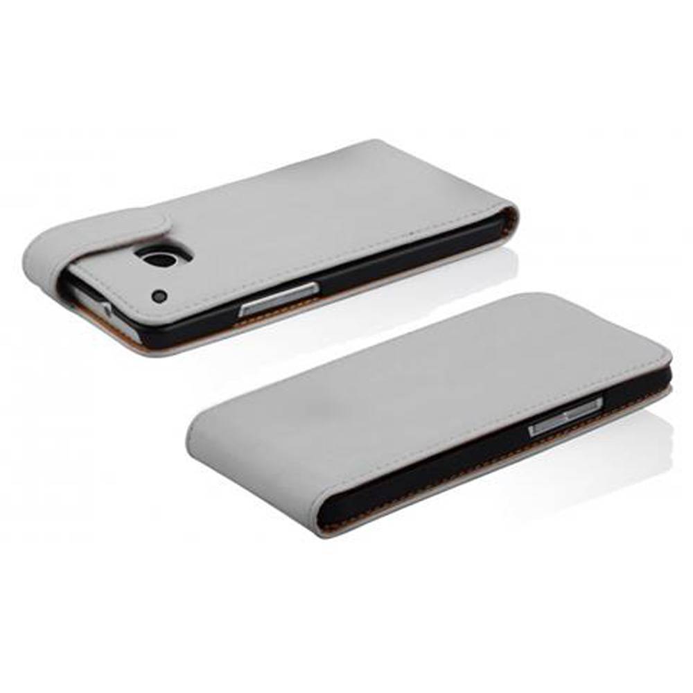 Cadorabo Hülle für HTC ONE MINI M4 Schutzhülle in Weiß Flip Handyhülle Case Cover Etui Kunstleder