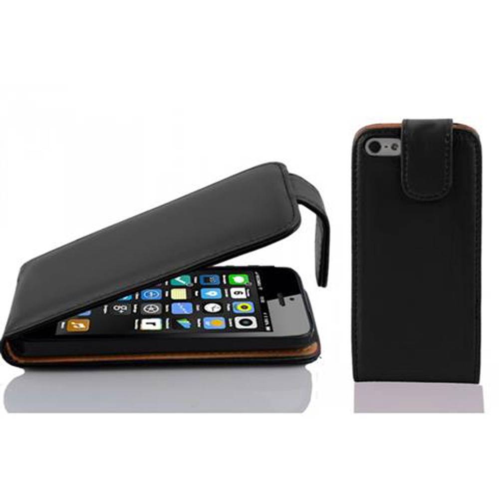 Cadorabo Hülle für Apple iPhone 5C Schutzhülle in Schwarz Flip Handyhülle Case Cover Etui Kunstleder